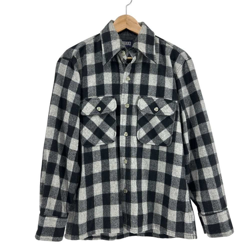 VINTAGE 1970s Enro Reprocessed Wool Plaid Flannel Shirt